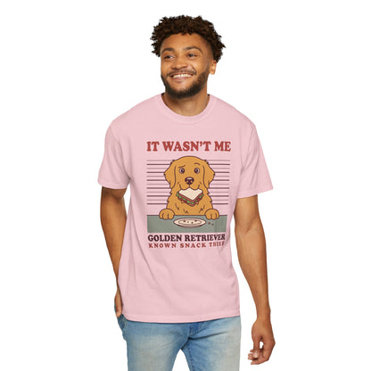 Golden Retriever Shirt, It Wasn't Me Known Snack Thief Funny Dog Comfort Colors Tee