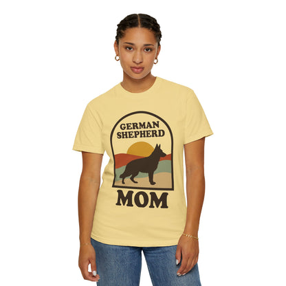 German Shepherd Mom Shirt — Retro Sunset Comfort Colors® Tee | GSD Mom Gift