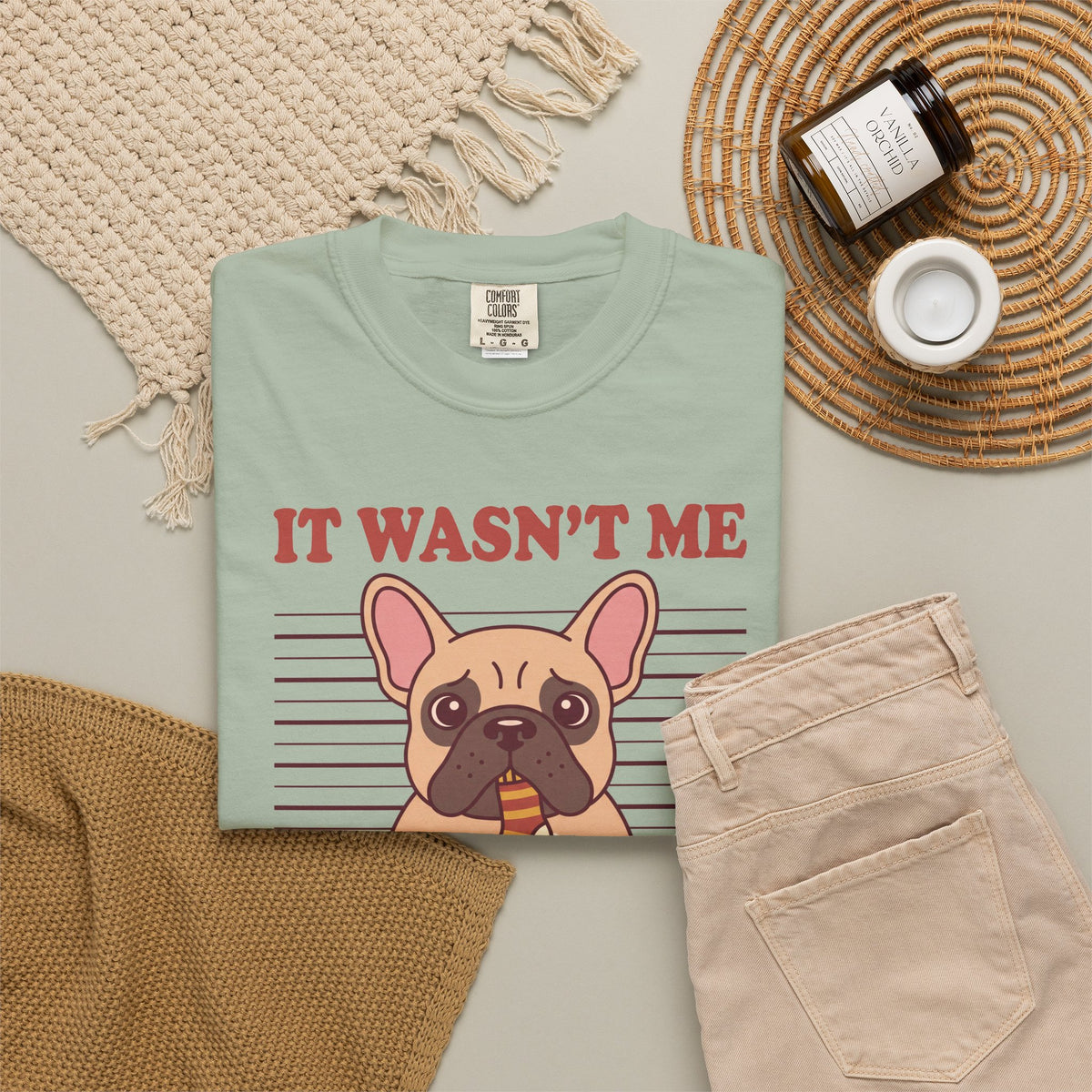 French Bulldog Shirt, It Wasn't Me Known Sock Thief Funny Dog Comfort Colors Tee
