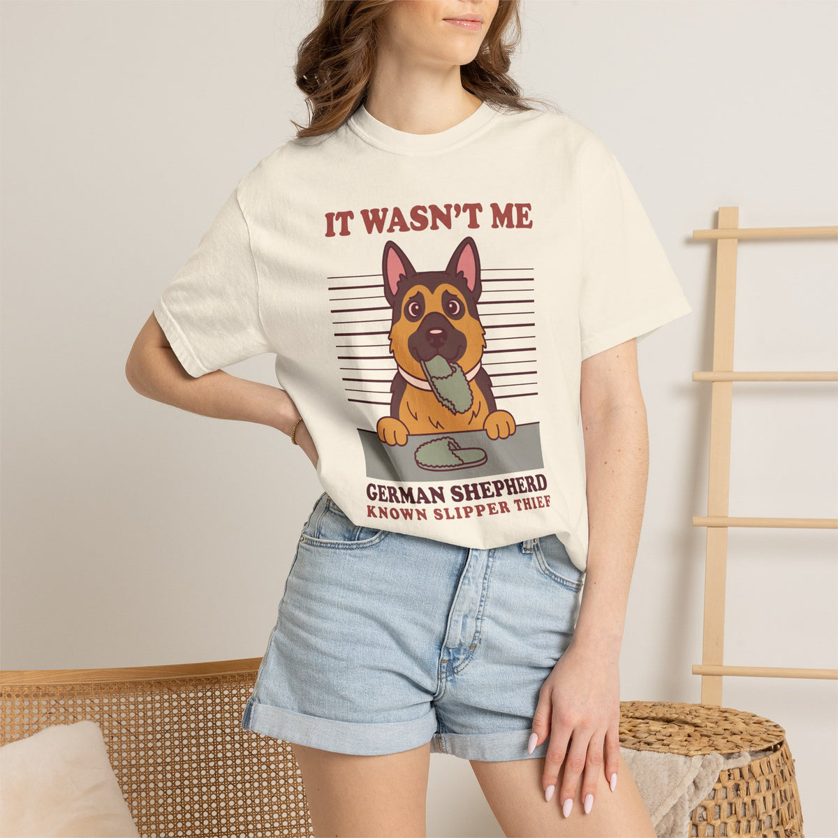 German Shepherd Shirt, It Wasn't Me Known Slipper Thief Funny Dog Comfort Colors Tee