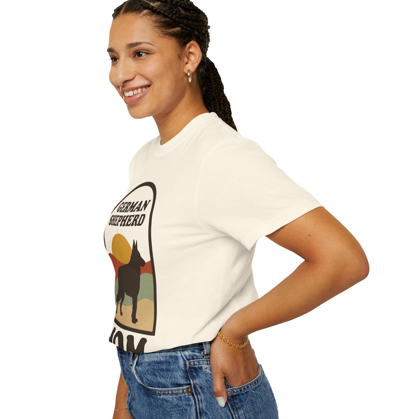 German Shepherd Mom Shirt — Retro Sunset Comfort Colors® Tee | GSD Mom Gift