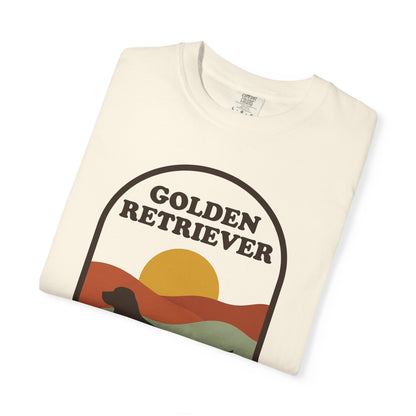 Golden Retriever Mom Shirt — Retro Sunset Comfort Colors® Tee | Golden Mom Gift