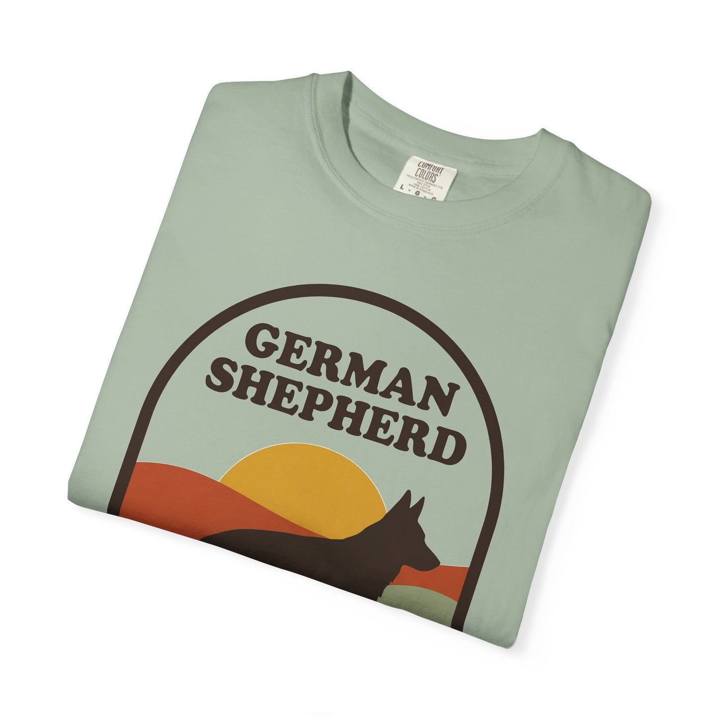 German Shepherd Mom Shirt — Retro Sunset Comfort Colors® Tee | GSD Mom Gift
