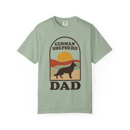 German Shepherd Dad Shirt — Retro Sunset Comfort Colors® Tee | GSD Dad Gift