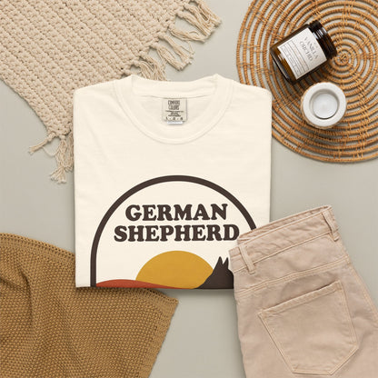 German Shepherd Mom Shirt — Retro Sunset Comfort Colors® Tee | GSD Mom Gift