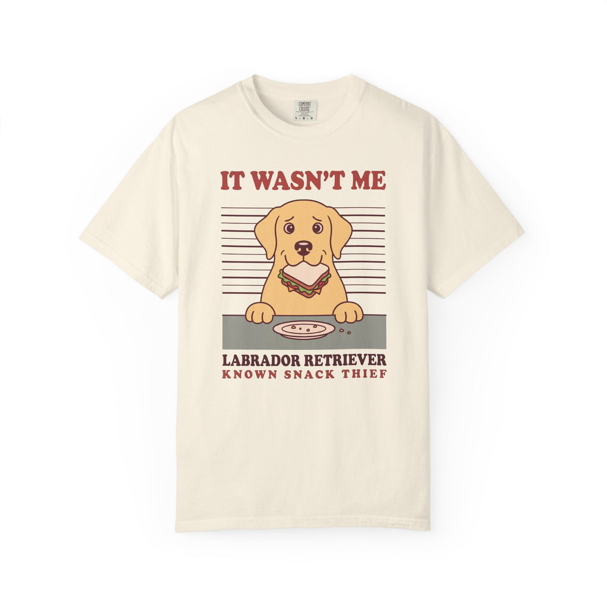 Labrador Retriever Shirt, It Wasn't Me Known Snack Thief Funny Dog Comfort Colors Tee
