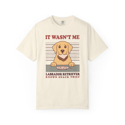 Labrador Retriever Shirt, It Wasn't Me Known Snack Thief Funny Dog Comfort Colors Tee