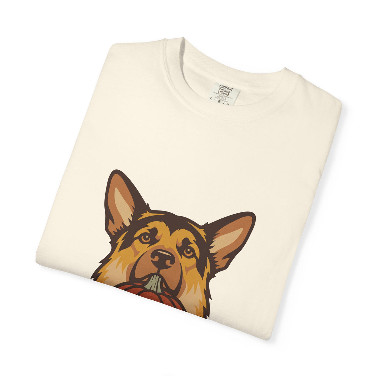 German Shepherd Halloween Shirt — Dog with Pumpkin Comfort Colors Tee