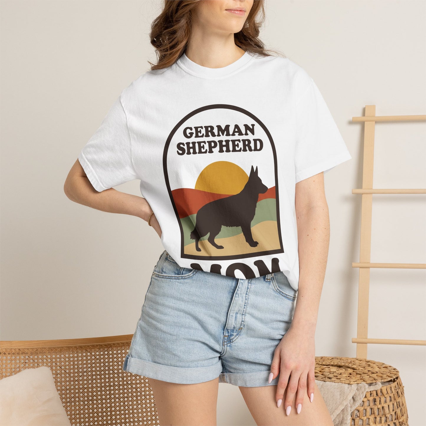 German Shepherd Mom Shirt — Retro Sunset Comfort Colors® Tee | GSD Mom Gift