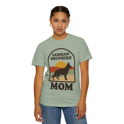 German Shepherd Mom Shirt — Retro Sunset Comfort Colors® Tee | GSD Mom Gift