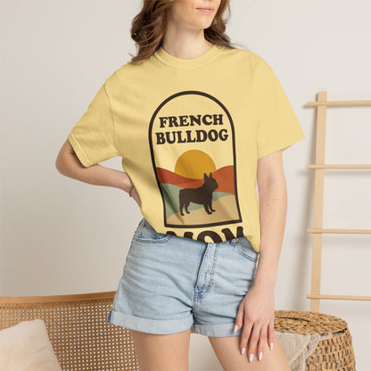 French Bulldog Mom Shirt — Retro Sunset Comfort Colors® Tee | Frenchie Mom Gift