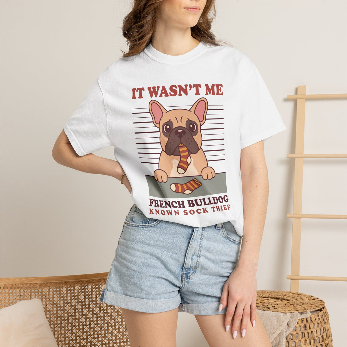French Bulldog Shirt, It Wasn't Me Known Sock Thief Funny Dog Comfort Colors Tee