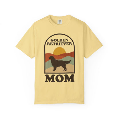 Golden Retriever Mom Shirt — Retro Sunset Comfort Colors® Tee | Golden Mom Gift
