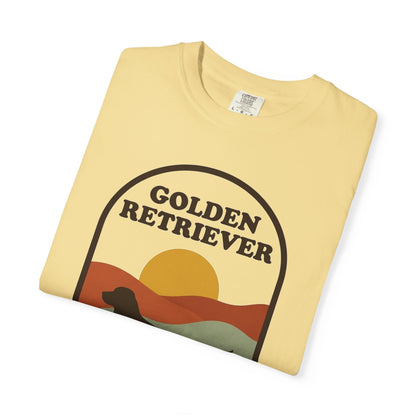 Golden Retriever Mom Shirt — Retro Sunset Comfort Colors® Tee | Golden Mom Gift