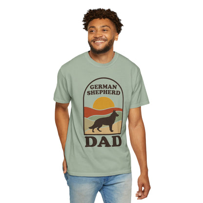 German Shepherd Dad Shirt — Retro Sunset Comfort Colors® Tee | GSD Dad Gift