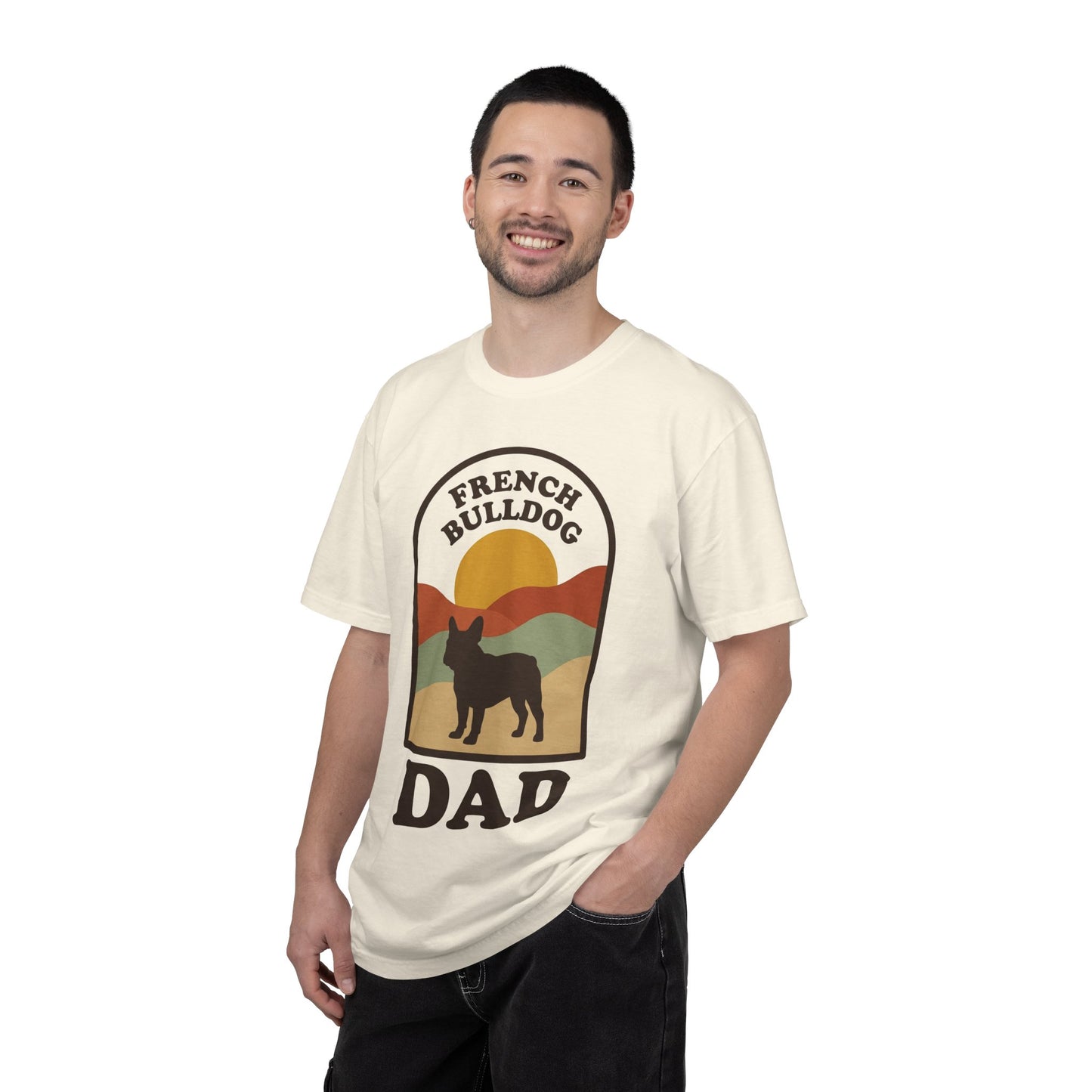 French Bulldog Dad Shirt — Retro Sunset Comfort Colors® Tee | Frenchie Lover Gift