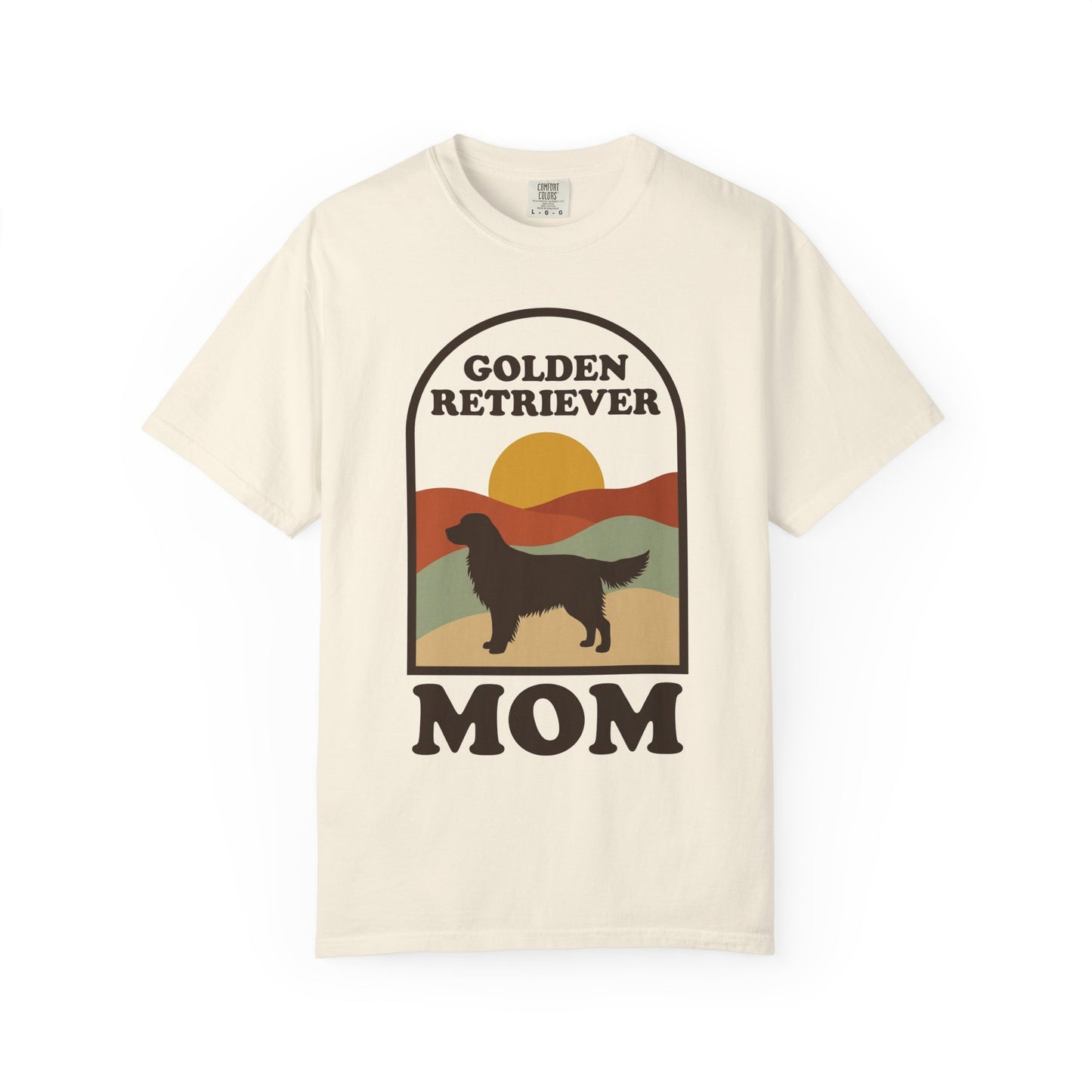 Golden Retriever Mom Shirt — Retro Sunset Comfort Colors® Tee | Golden Mom Gift