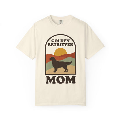 Golden Retriever Mom Shirt — Retro Sunset Comfort Colors® Tee | Golden Mom Gift