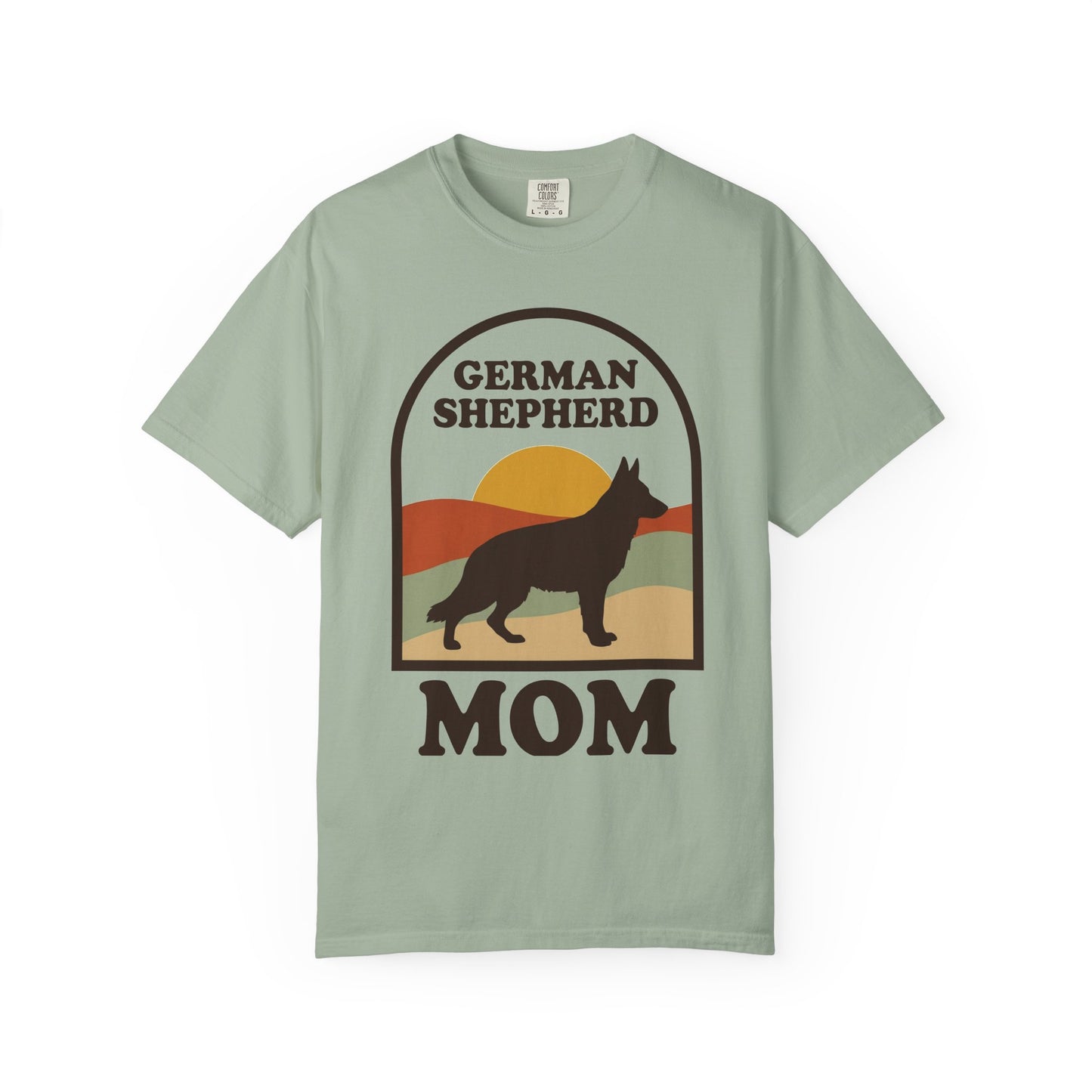German Shepherd Mom Shirt — Retro Sunset Comfort Colors® Tee | GSD Mom Gift