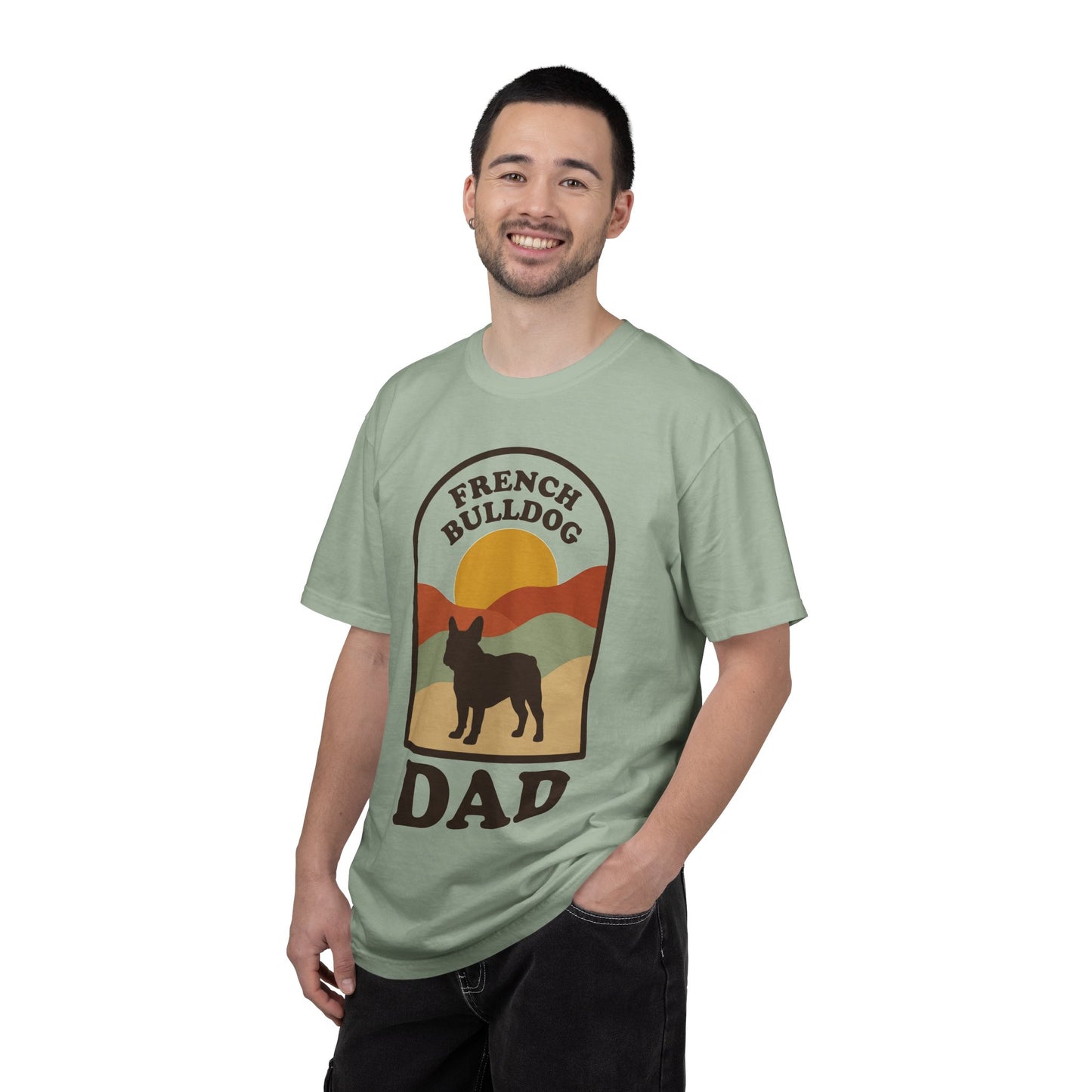 French Bulldog Dad Shirt — Retro Sunset Comfort Colors® Tee | Frenchie Lover Gift