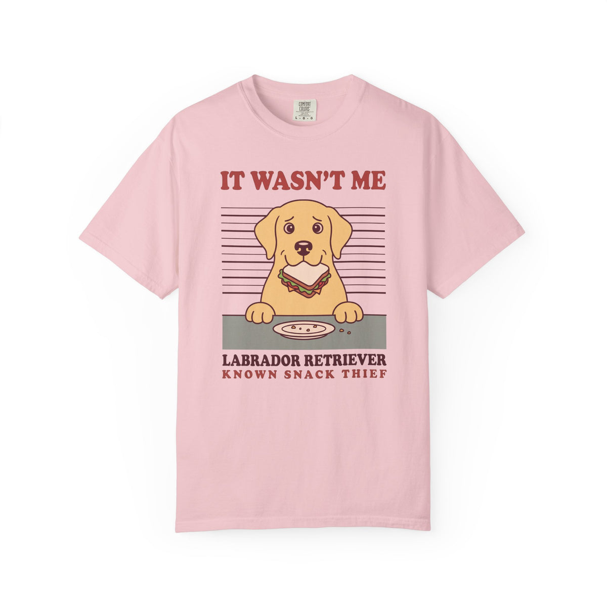 Labrador Retriever Shirt, It Wasn't Me Known Snack Thief Funny Dog Comfort Colors Tee