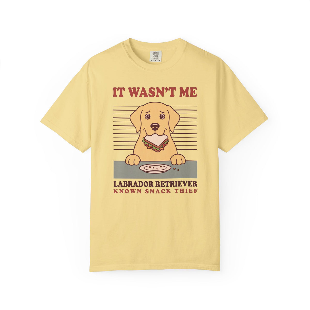 Labrador Retriever Shirt, It Wasn't Me Known Snack Thief Funny Dog Comfort Colors Tee