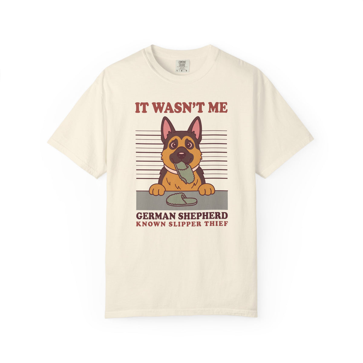 German Shepherd Shirt, It Wasn't Me Known Slipper Thief Funny Dog Comfort Colors Tee