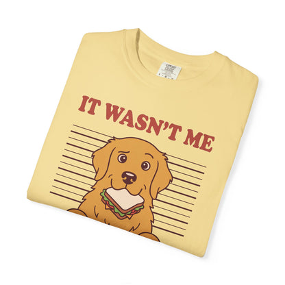 Golden Retriever Shirt, It Wasn't Me Known Snack Thief Funny Dog Comfort Colors Tee