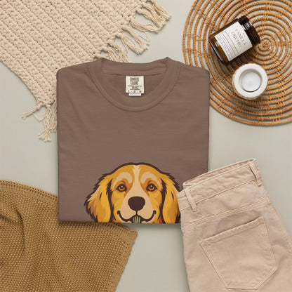 Golden Retriever Halloween Shirt — Dog with Pumpkin Comfort Colors Tee