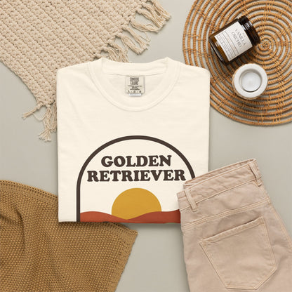 Golden Retriever Mom Shirt — Retro Sunset Comfort Colors® Tee | Golden Mom Gift