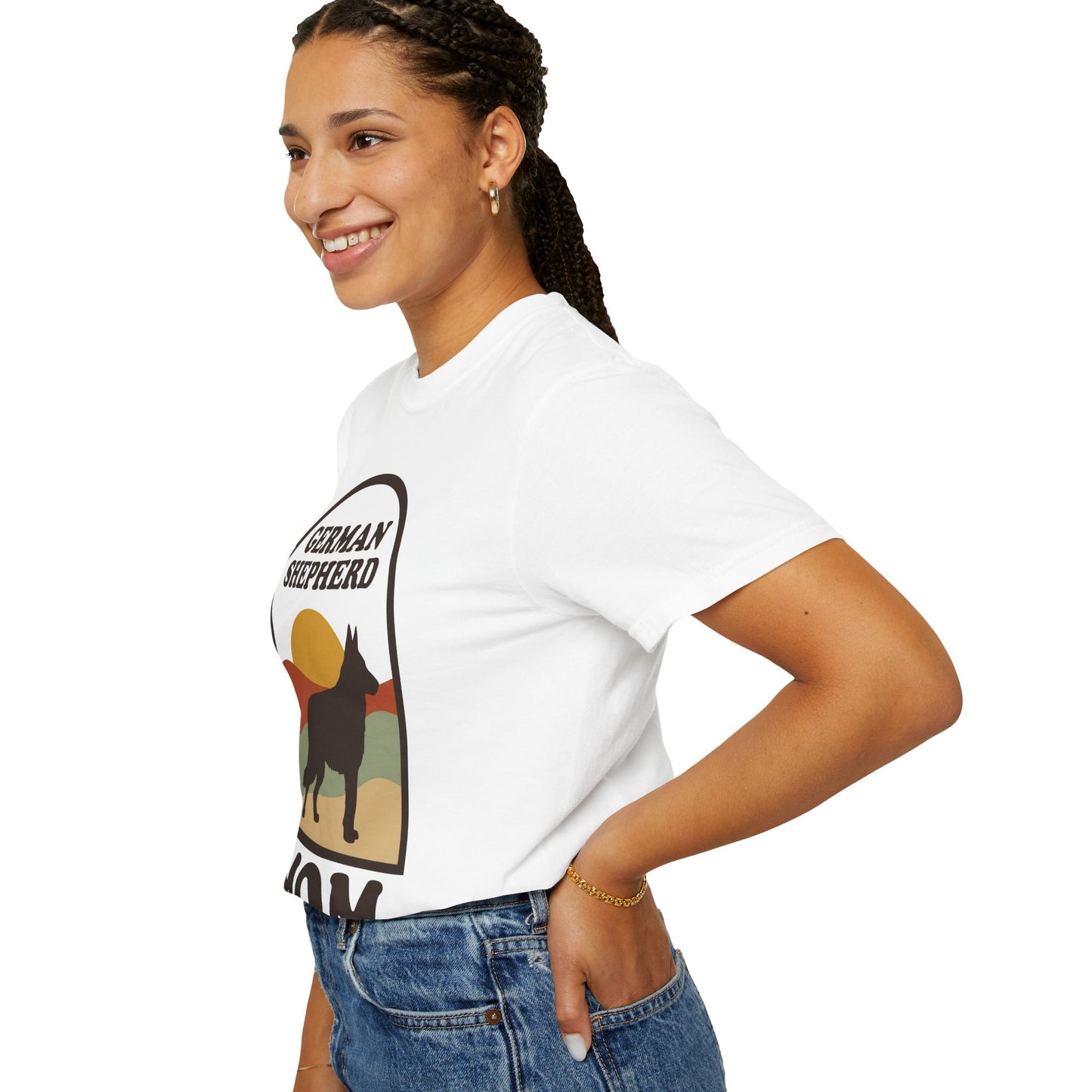 German Shepherd Mom Shirt — Retro Sunset Comfort Colors® Tee | GSD Mom Gift