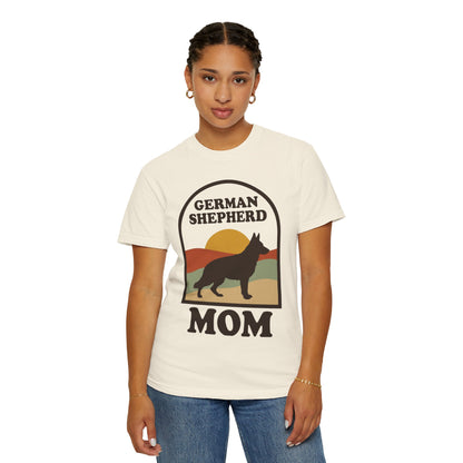 German Shepherd Mom Shirt — Retro Sunset Comfort Colors® Tee | GSD Mom Gift