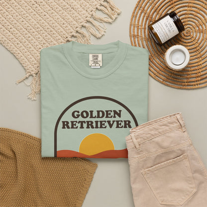 Golden Retriever Mom Shirt — Retro Sunset Comfort Colors® Tee | Golden Mom Gift