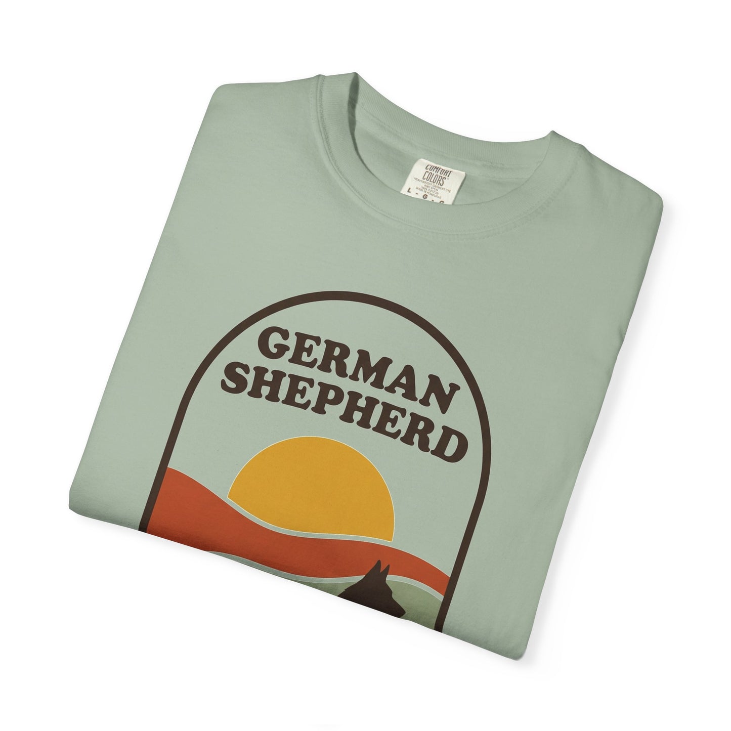 German Shepherd Dad Shirt — Retro Sunset Comfort Colors® Tee | GSD Dad Gift
