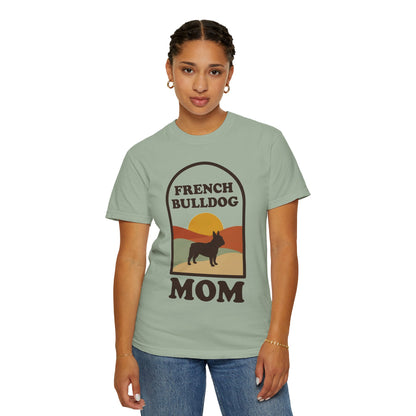 French Bulldog Mom Shirt — Retro Sunset Comfort Colors® Tee | Frenchie Mom Gift