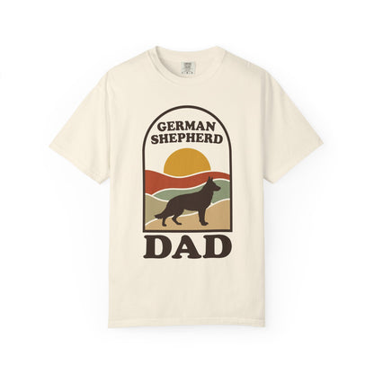 German Shepherd Dad Shirt — Retro Sunset Comfort Colors® Tee | GSD Dad Gift