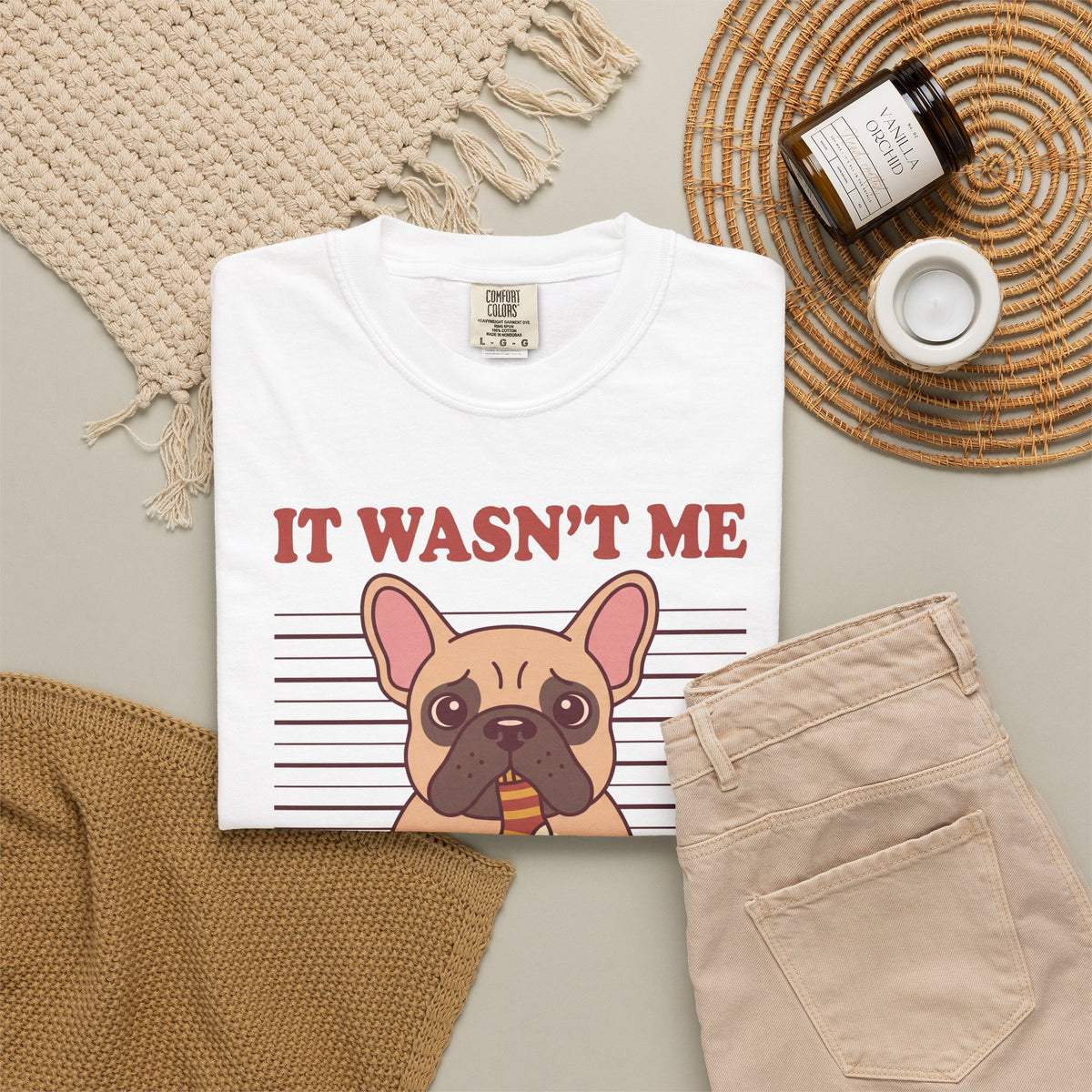 French Bulldog Shirt, It Wasn't Me Known Sock Thief Funny Dog Comfort Colors Tee