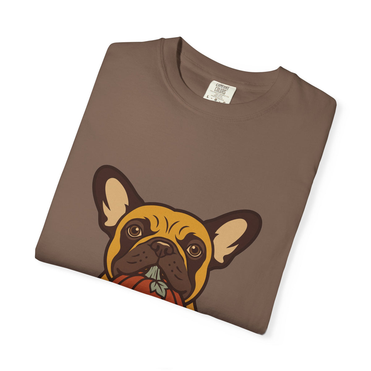 French Bulldog Halloween Shirt — Dog with Pumpkin Comfort Colors Tee
