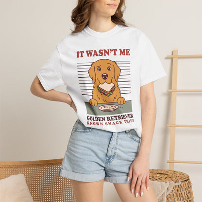 Golden Retriever Shirt, It Wasn't Me Known Snack Thief Funny Dog Comfort Colors Tee