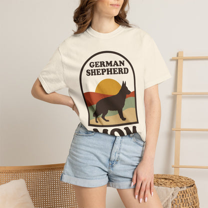 German Shepherd Mom Shirt — Retro Sunset Comfort Colors® Tee | GSD Mom Gift