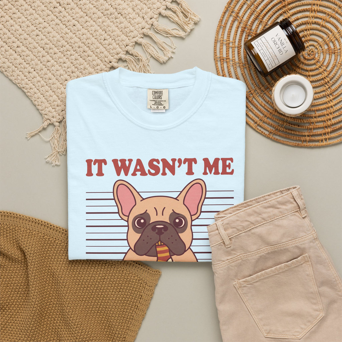 French Bulldog Shirt, It Wasn't Me Known Sock Thief Funny Dog Comfort Colors Tee