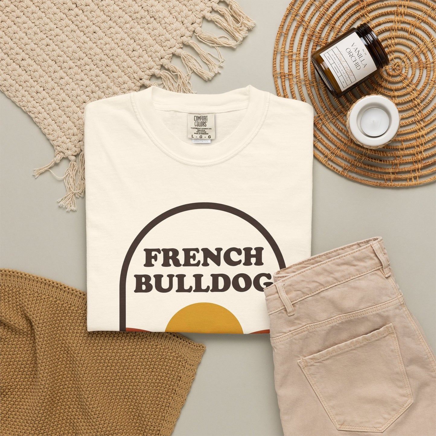 French Bulldog Mom Shirt — Retro Sunset Comfort Colors® Tee | Frenchie Mom Gift
