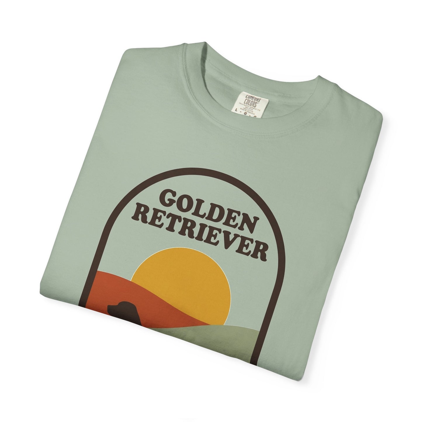 Golden Retriever Dad Shirt — Retro Sunset Comfort Colors® Tee | Golden Dad Gift