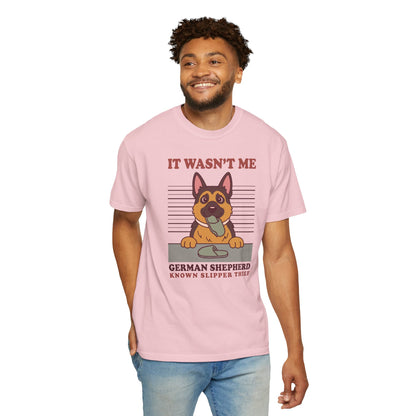 German Shepherd Shirt, It Wasn't Me Known Slipper Thief Funny Dog Comfort Colors Tee