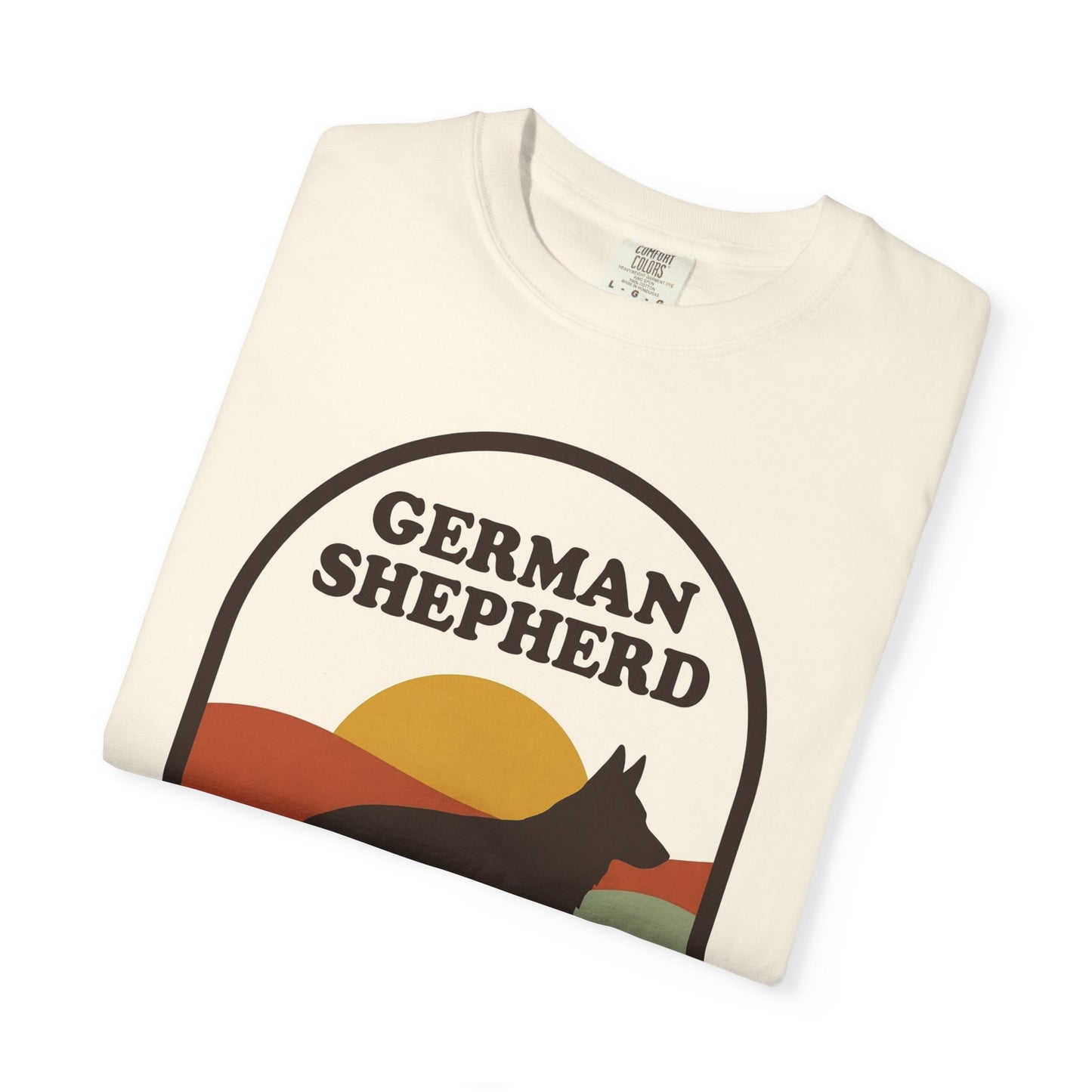 German Shepherd Mom Shirt — Retro Sunset Comfort Colors® Tee | GSD Mom Gift