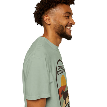 Golden Retriever Dad Shirt — Retro Sunset Comfort Colors® Tee | Golden Dad Gift