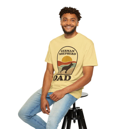 German Shepherd Dad Shirt — Retro Sunset Comfort Colors® Tee | GSD Dad Gift