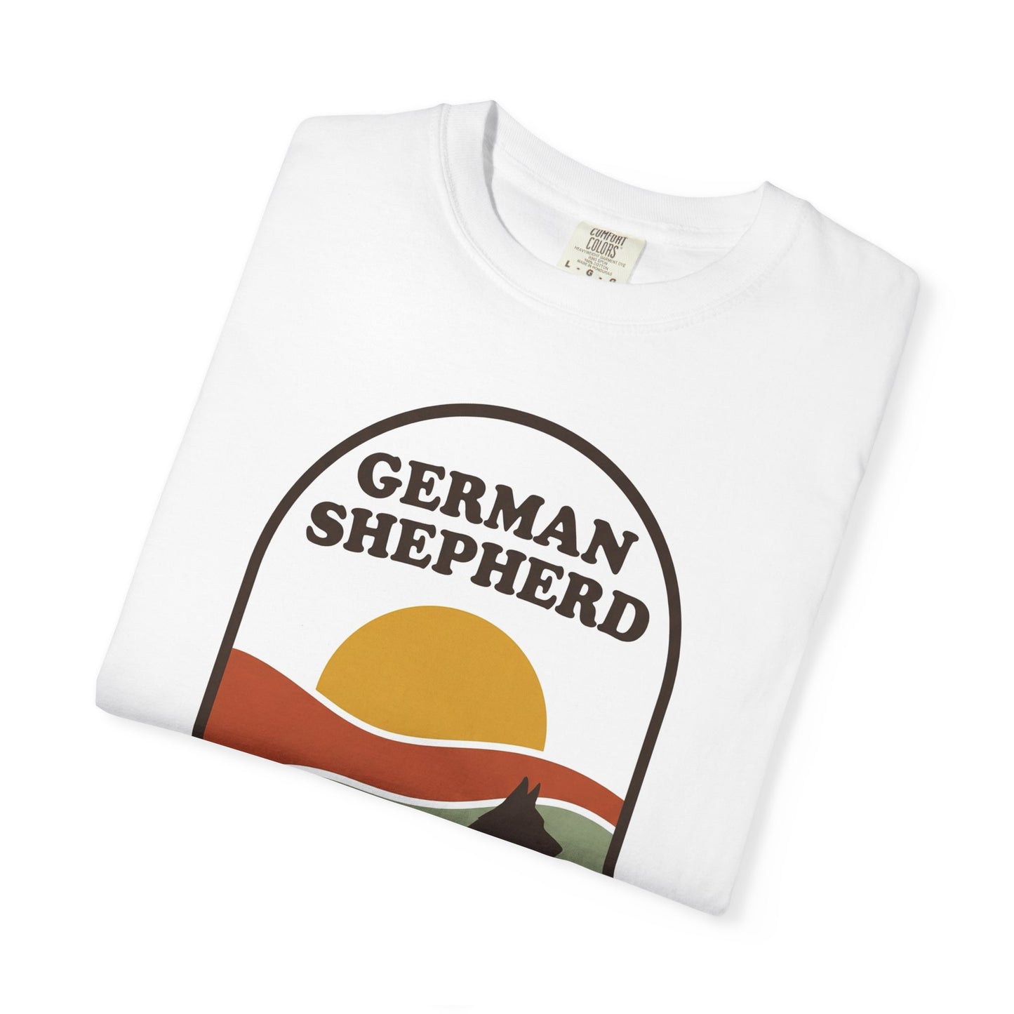 German Shepherd Dad Shirt — Retro Sunset Comfort Colors® Tee | GSD Dad Gift