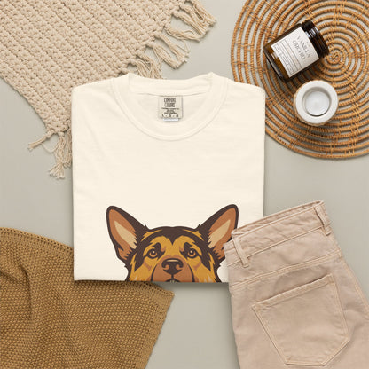 German Shepherd Halloween Shirt — Dog with Pumpkin Comfort Colors Tee