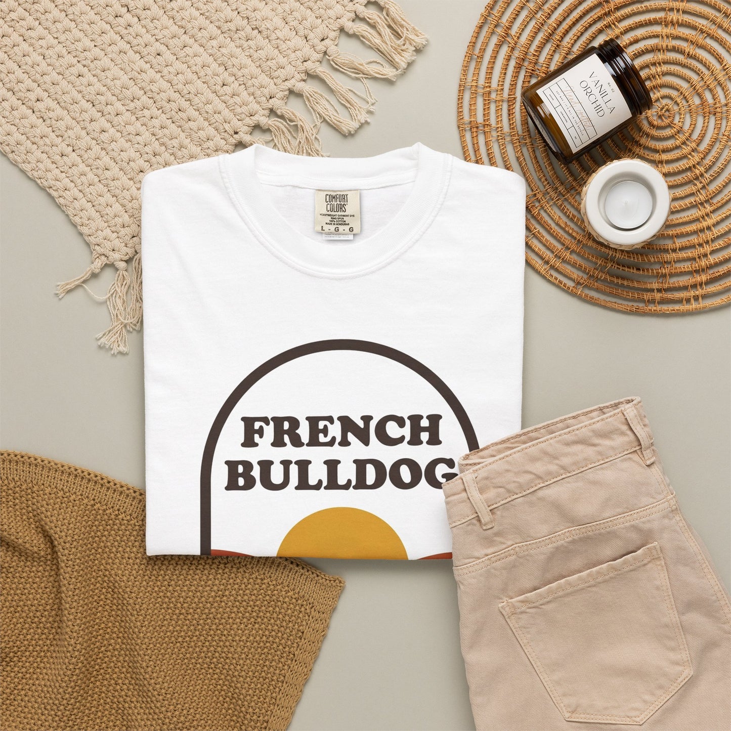 French Bulldog Mom Shirt — Retro Sunset Comfort Colors® Tee | Frenchie Mom Gift